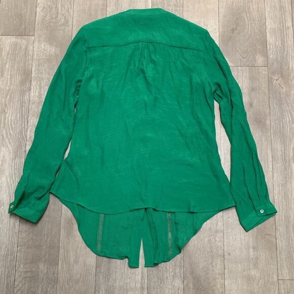 Womens NWT Zac & Rachel Button Down Kelly Green V-Neck‎ Casual Work Dress Shirt - Picture 2 of 7